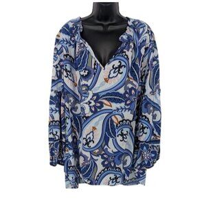 Crown & Ivy Tunic Top Women Size 2X Paisley Floral Peasant Cottagecore Bohomian